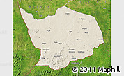 Shaded Relief Map of Baibokoum, satellite outside