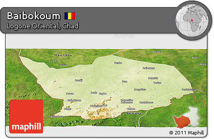 Physical Panoramic Map of Baibokoum, satellite outside