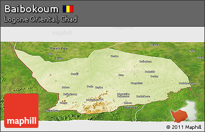 Physical Panoramic Map of Baibokoum, satellite outside