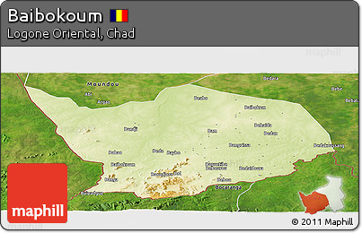 Physical Panoramic Map of Baibokoum, satellite outside