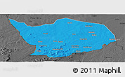 Political Panoramic Map of Baibokoum, darken, desaturated