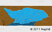 Political Panoramic Map of Baibokoum, darken