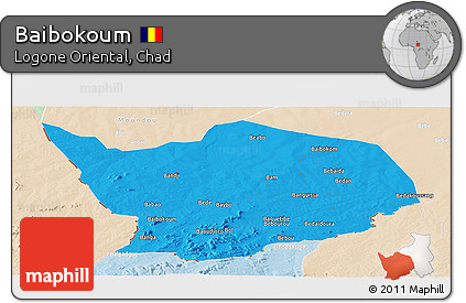 Political Panoramic Map of Baibokoum, lighten