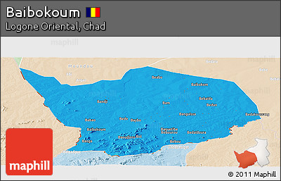 Political Panoramic Map of Baibokoum, lighten