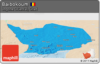 Political Panoramic Map of Baibokoum, lighten