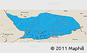 Political Panoramic Map of Baibokoum, shaded relief outside