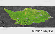 Satellite Panoramic Map of Baibokoum, darken, desaturated