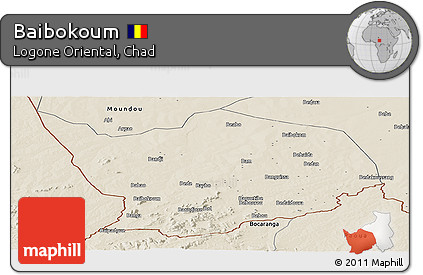 Shaded Relief Panoramic Map of Baibokoum