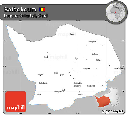 Gray Simple Map of Baibokoum, single color outside