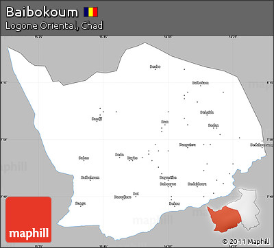 Gray Simple Map of Baibokoum, single color outside
