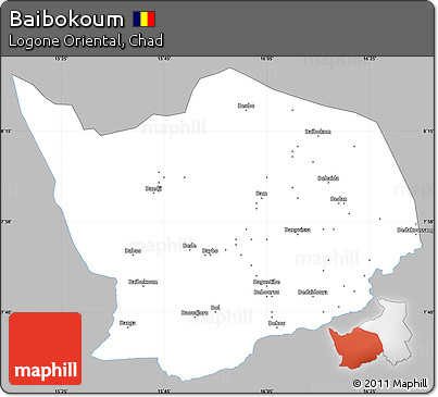 Gray Simple Map of Baibokoum, single color outside