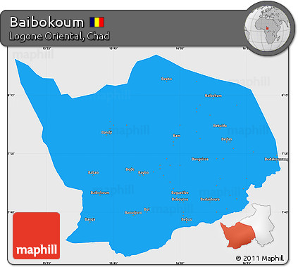 Political Simple Map of Baibokoum, single color outside