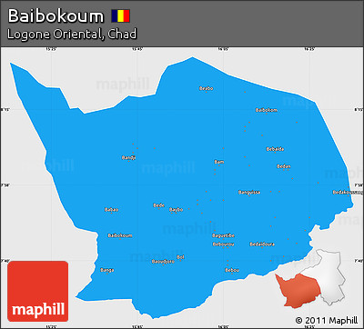 Political Simple Map of Baibokoum, single color outside