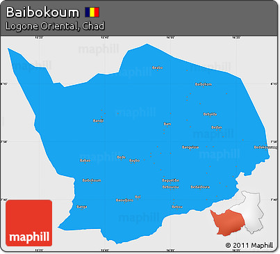 Political Simple Map of Baibokoum, single color outside