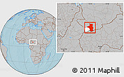 Gray Location Map of Doba, highlighted parent region, hill shading