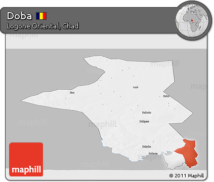 Gray Panoramic Map of Doba, single color outside