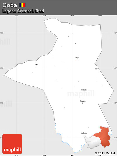 Silver Style Simple Map of Doba, single color outside