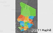Political Map of Chad, darken, desaturated