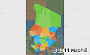 Political Map of Chad, darken, semi-desaturated