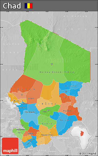Political Map of Chad, lighten, desaturated