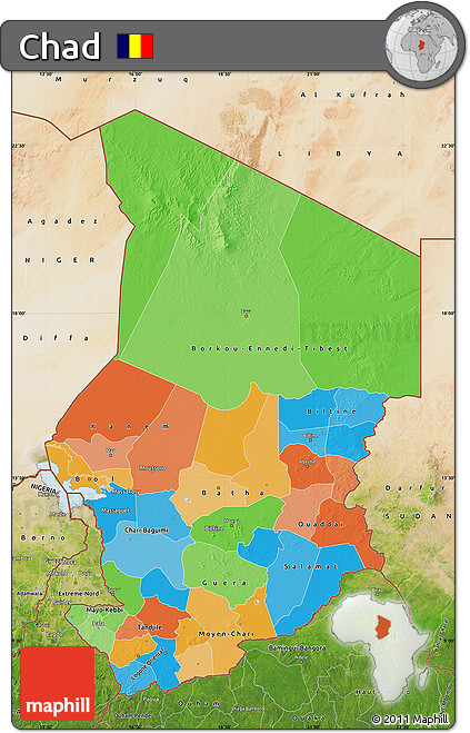Political Map of Chad, satellite outside
