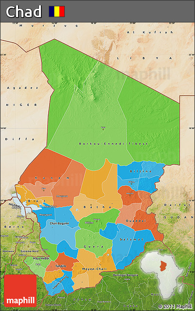 Political Map of Chad, satellite outside