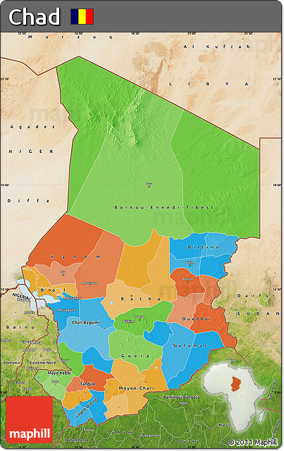 Political Map of Chad, satellite outside