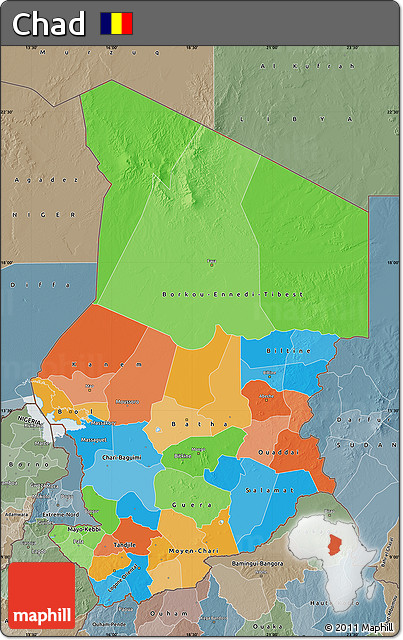 Political Map of Chad, semi-desaturated