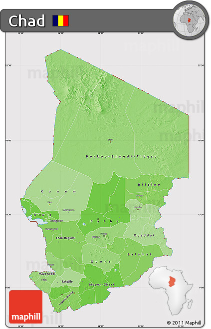 Political Shades Map of Chad, cropped outside