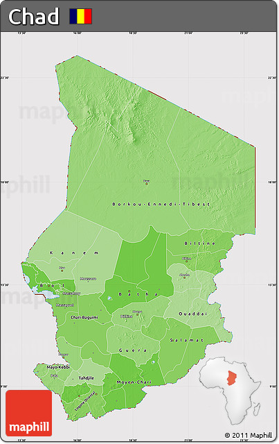 Political Shades Map of Chad, cropped outside