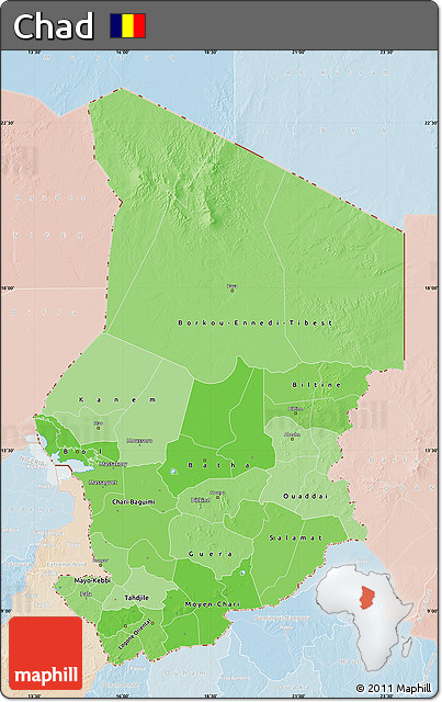 Political Shades Map of Chad, lighten