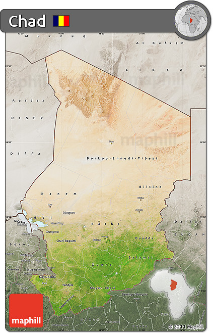 Satellite Map of Chad, semi-desaturated