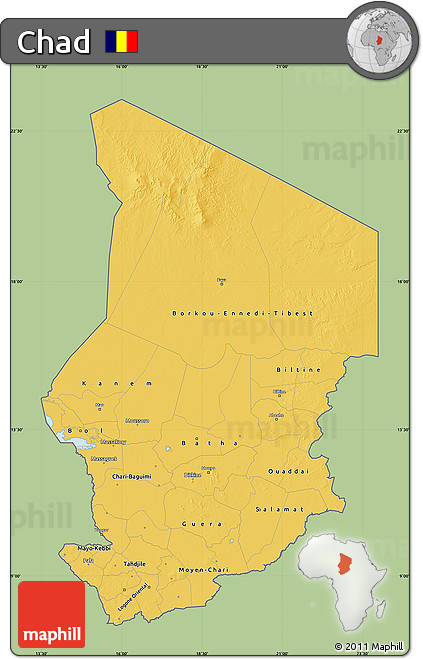 Savanna Style Map of Chad, single color outside
