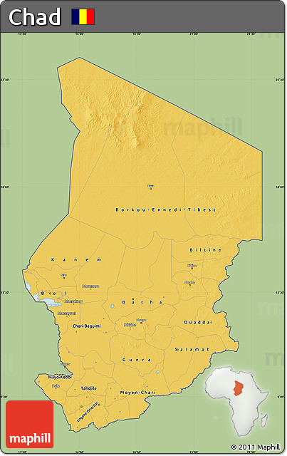Savanna Style Map of Chad, single color outside