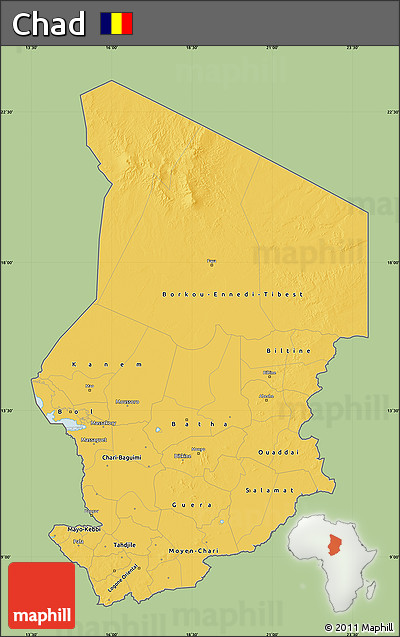 Savanna Style Map of Chad, single color outside