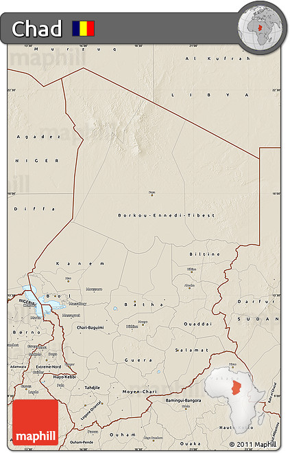 Shaded Relief Map of Chad