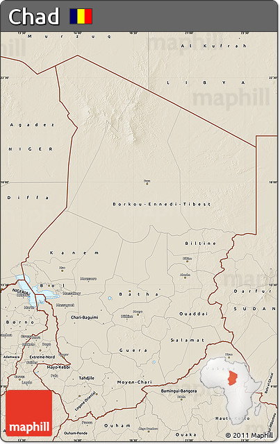 Shaded Relief Map of Chad