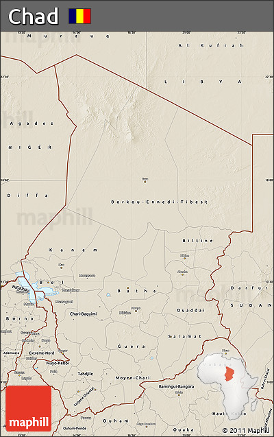 Shaded Relief Map of Chad