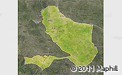 Satellite 3D Map of Bongor, darken, semi-desaturated