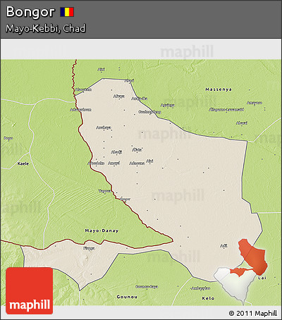 Shaded Relief 3D Map of Bongor, physical outside