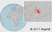 Gray Location Map of Bongor, highlighted parent region, hill shading