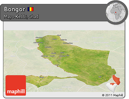 Satellite Panoramic Map of Bongor, lighten