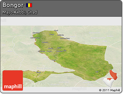 Satellite Panoramic Map of Bongor, lighten
