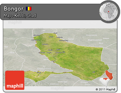 Satellite Panoramic Map of Bongor, lighten, semi-desaturated