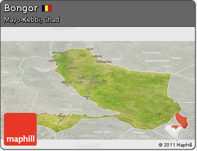 Satellite Panoramic Map of Bongor, lighten, semi-desaturated