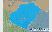 Political 3D Map of Gounou, semi-desaturated