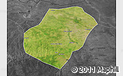 Satellite 3D Map of Gounou, darken, desaturated