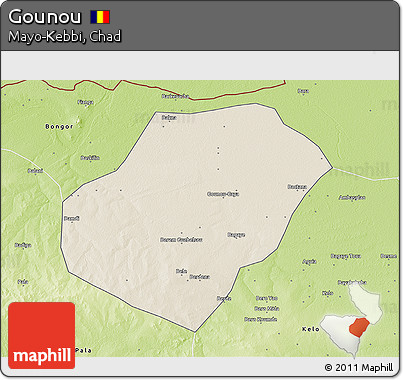 Shaded Relief 3D Map of Gounou, physical outside