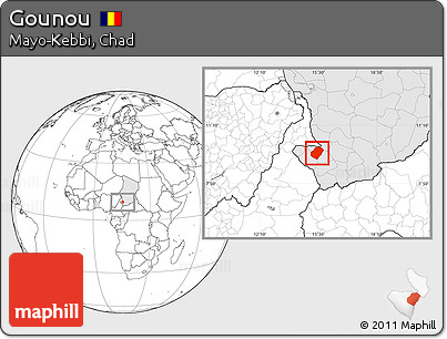 Blank Location Map of Gounou, highlighted country