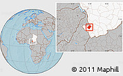 Gray Location Map of Gounou, highlighted country, hill shading